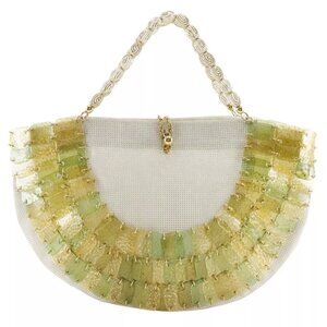 Kyoto [Naniwaya Shoten] HARUBE Crystal Handbag Pigskin Pig leather White P...